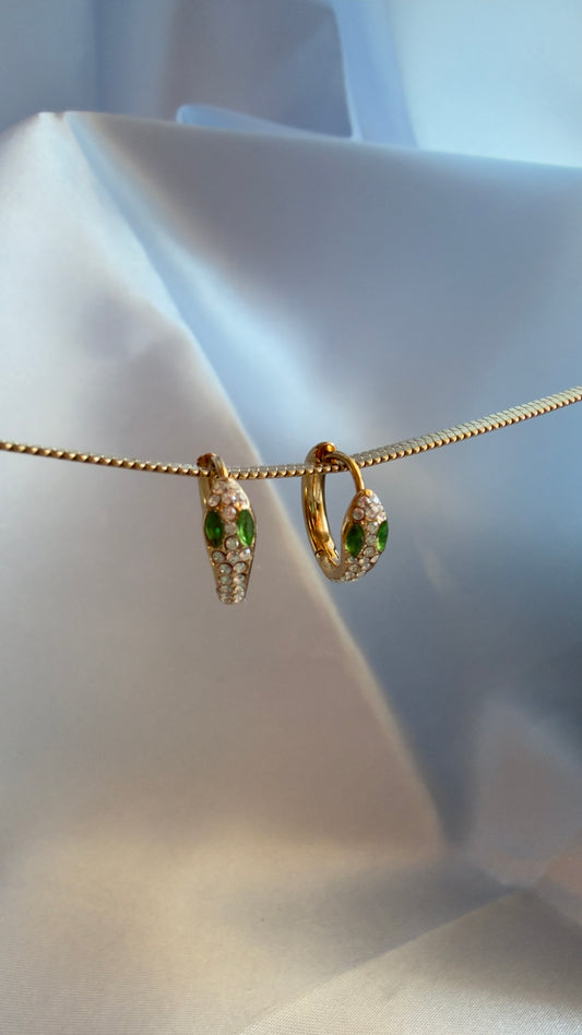 Brincos Cobra Olhos Verdes